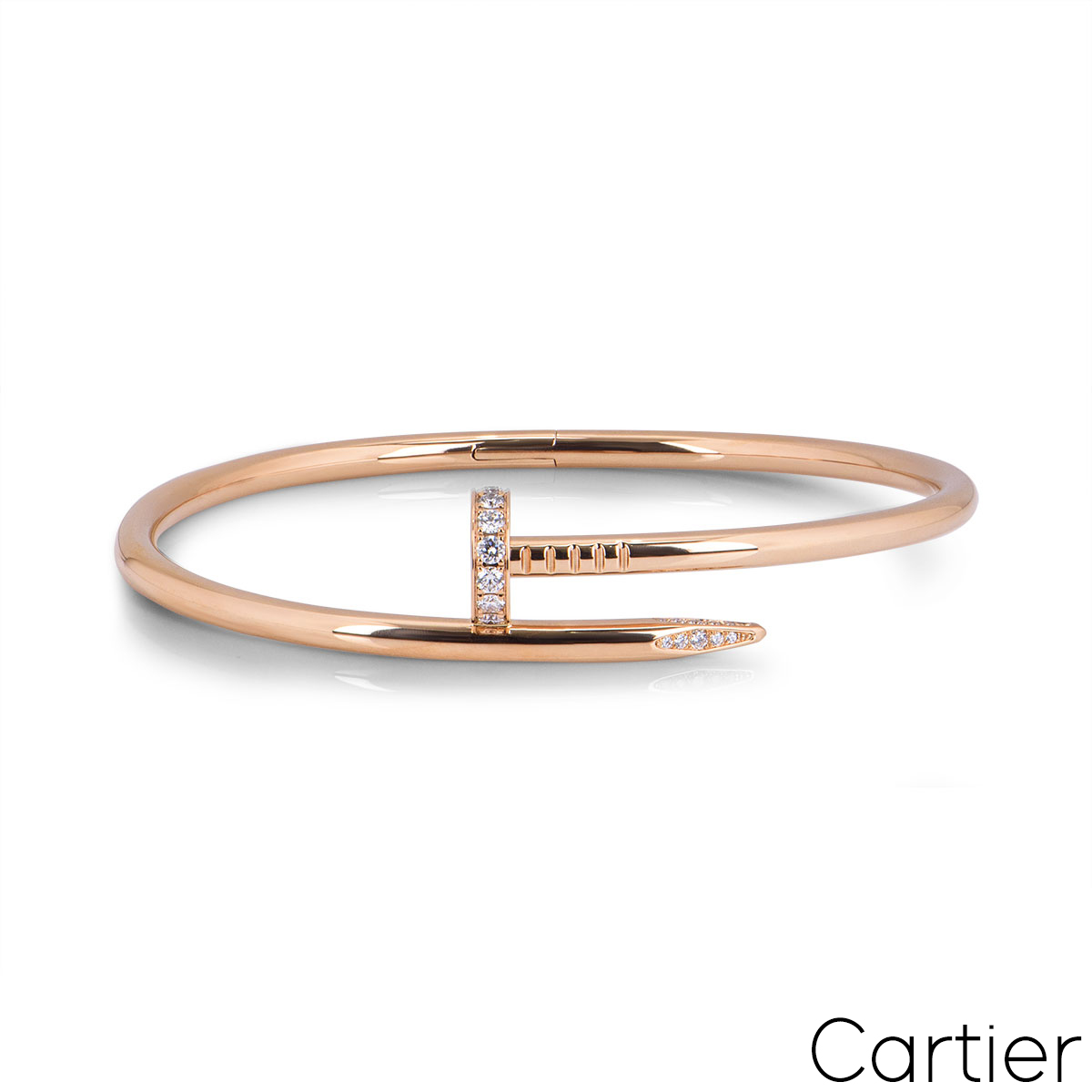 Cartier Rose Gold Diamond Juste Un Clou Bracelet Size 16 B6048516 ...